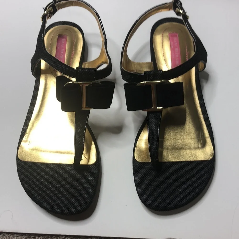 Isaac Mizrahi Black Golf Bow‎ Sandals 8.5